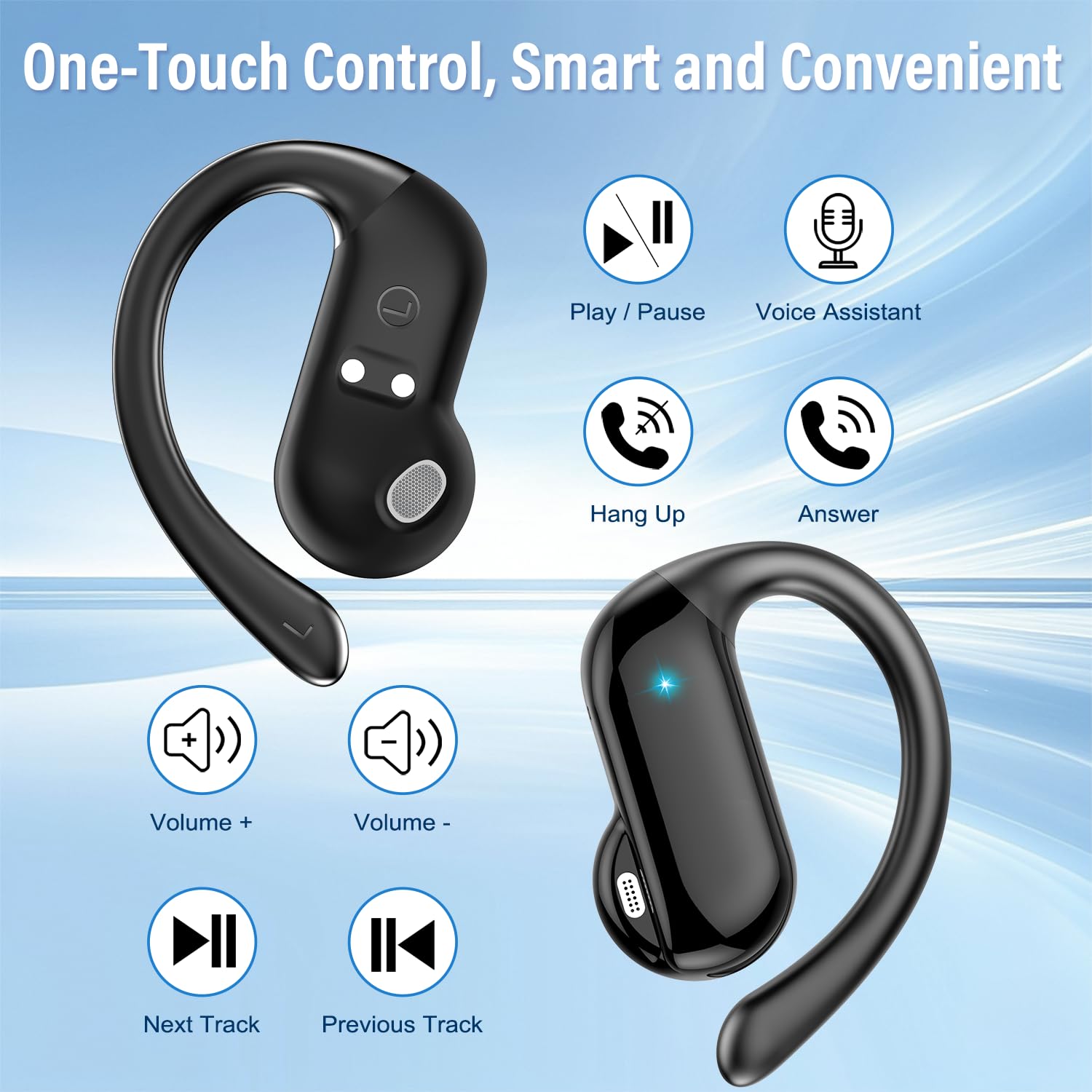 Earphone Sport Hook - 2026 Open-Ear Earbuds Bluetooth 5.4 Wireless