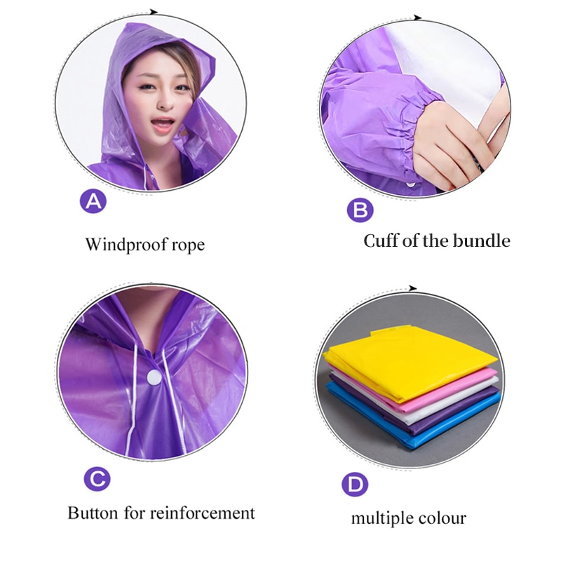 1pc Hooded Rain Coat Women Men - Running Gear Rain ulasan dan harga